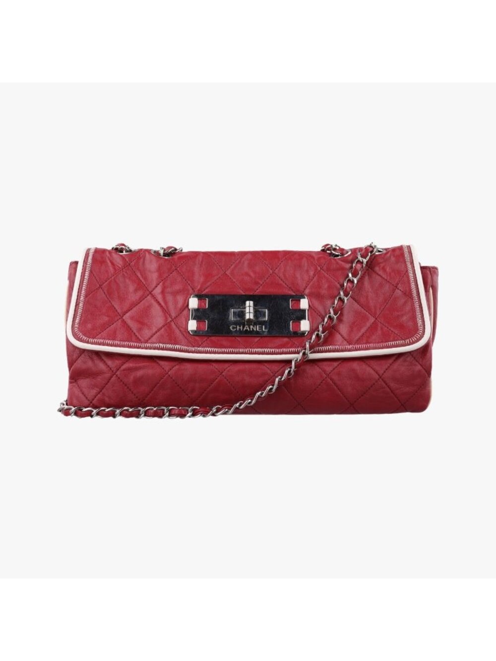 Chanel 2.55 East West Red Leather Handbag